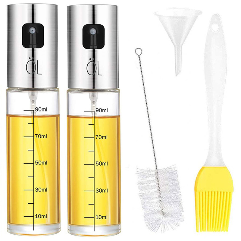 Baked oil bottle brush with graduated stainless steel spray bottle Funnel silicone oil sprayer set Oil Spraye