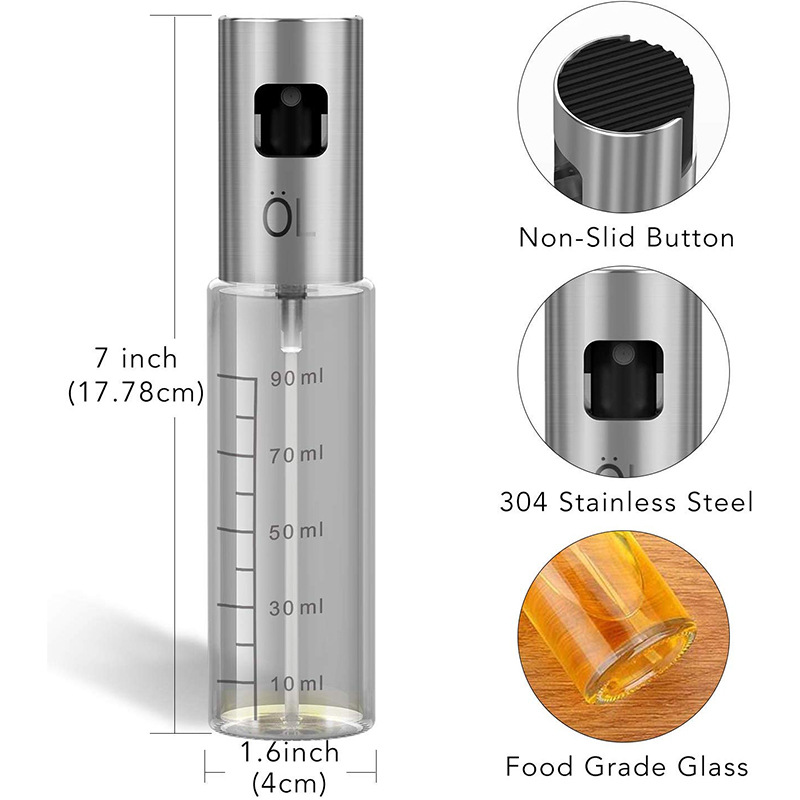 Baked oil bottle brush with graduated stainless steel spray bottle Funnel silicone oil sprayer set Oil Spraye