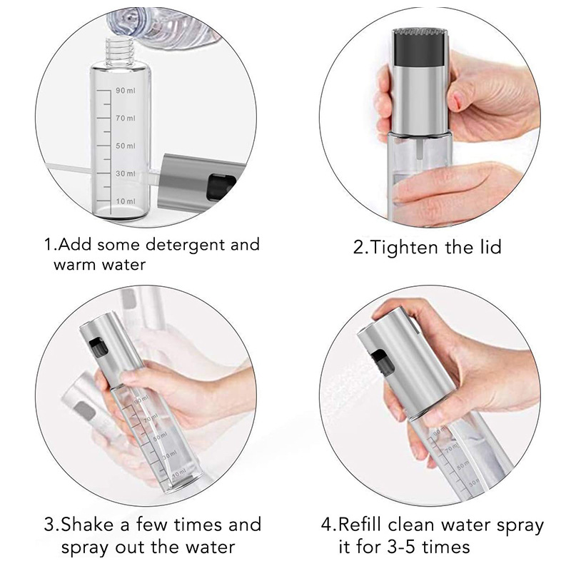 Baked oil bottle brush with graduated stainless steel spray bottle Funnel silicone oil sprayer set Oil Spraye