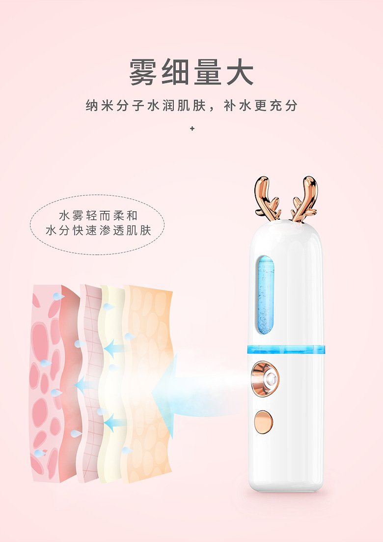 New Beauty Facial Steamer USB Charging Portable Nano Mist Sprayer Cute Atomizer Moisturizing Machine