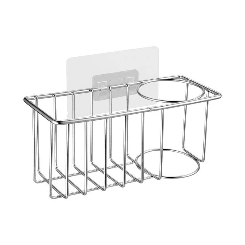 Stainless steel sink dripping basket kitchen storage basket sink storage rack dishcloth storage rack double layer