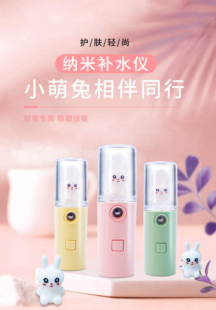 Water Replenishing Instrument USB Rechargeable Face Humidifier Sprayer Handheld Cartoon Facial Beauty Apparatus Face Steaming Sprayer