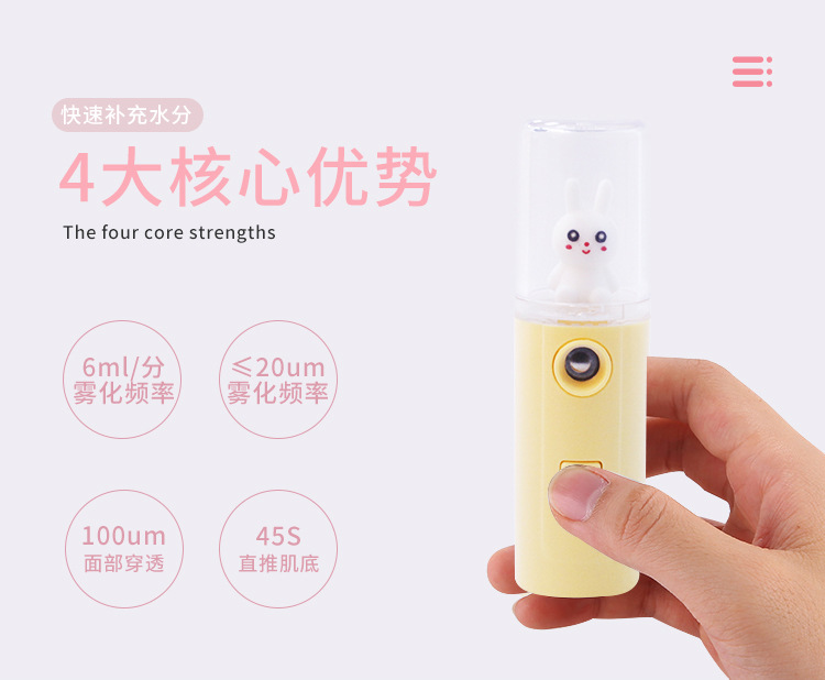 Water Replenishing Instrument USB Rechargeable Face Humidifier Sprayer Handheld Cartoon Facial Beauty Apparatus Face Steaming Sprayer