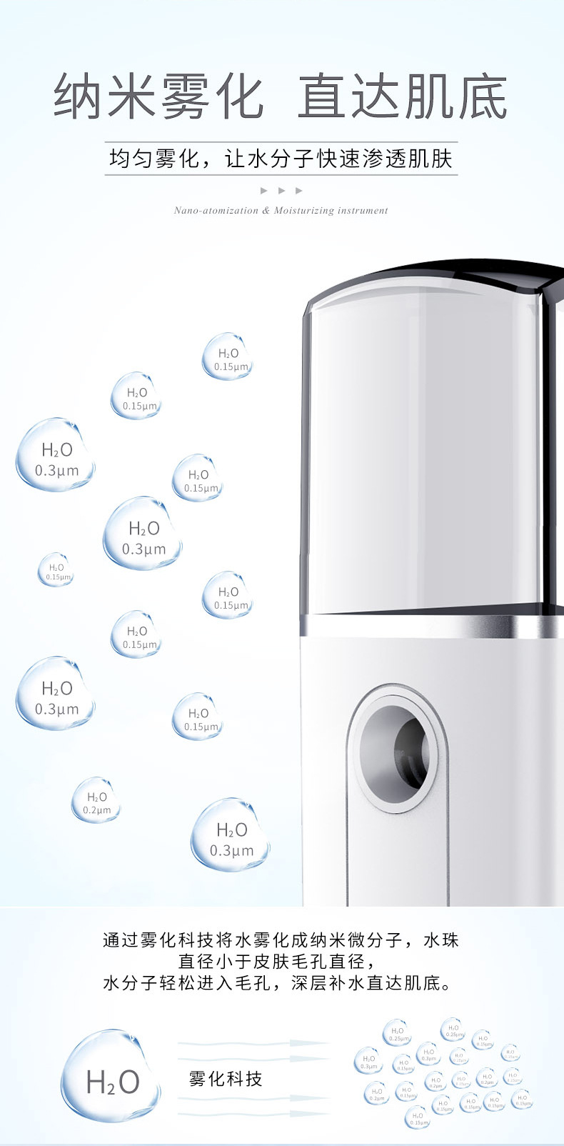 New Water Replenishing Instrument USB Charging Nanometer Sprayer Facial Beauty Apparatus Handheld Portable Humidifier