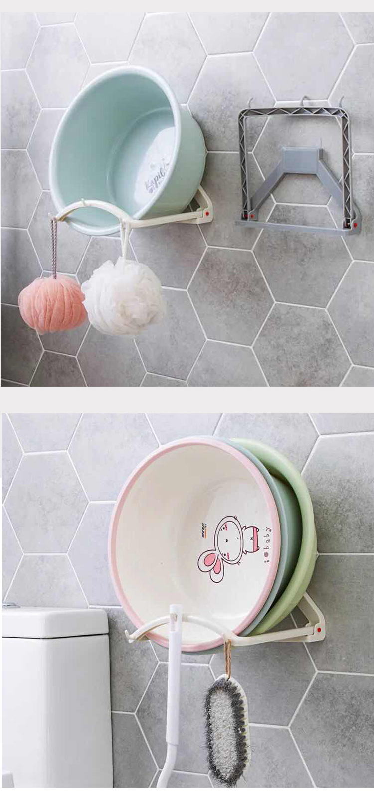 Automatic Rebound Washstand Bathroom Strong Non-Marking Viscose Hanger Bathroom Wall Hanging Washbasin Storage Rack Automatic Rebound Washstand Bathroom Strong Non-Marking Viscose Hanger Bathroom Wall Hanging Washbasin Storage Rack