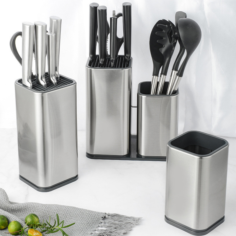 Steel Knife Holder Stainless Steel Knife Holder Storage Rack Kitchen Supplies Storage Rack Free Insert Storage Box