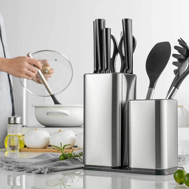 Steel Knife Holder Stainless Steel Knife Holder Storage Rack Kitchen Supplies Storage Rack Free Insert Storage Box