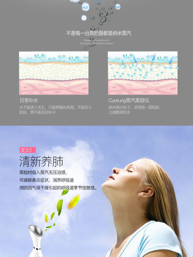 Facial Steamer for Home Hot Spray Water Replenishing Instrument Facial Humidification Sprayer Nano Facial Cleaner