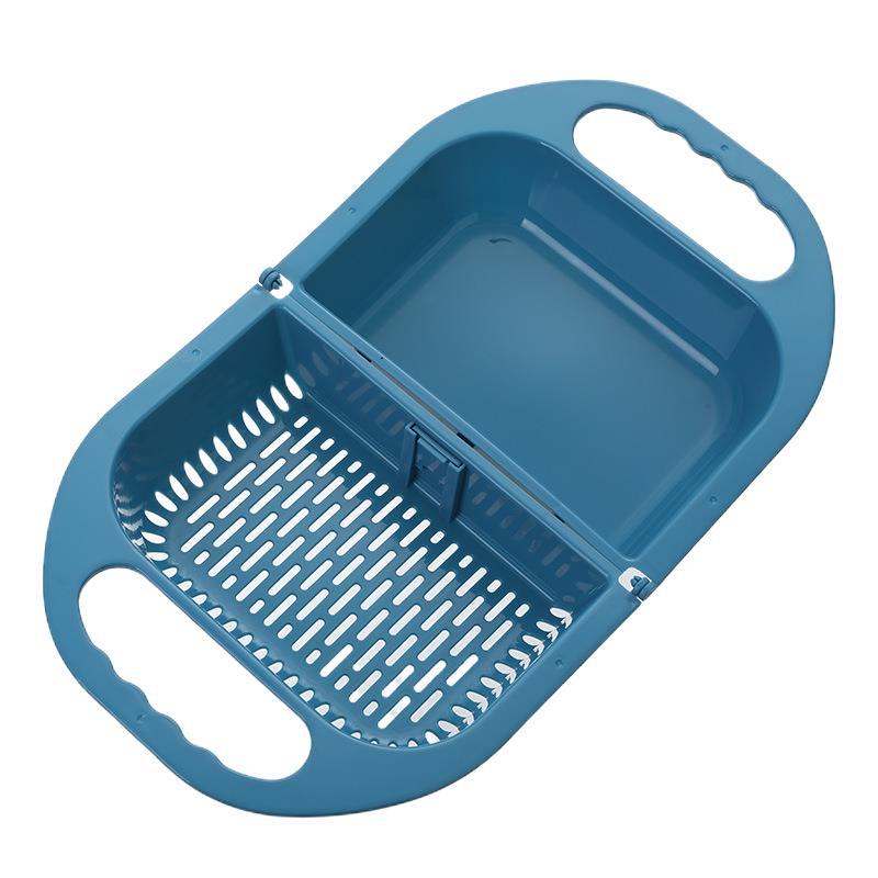 Foldable Plastic Washing Basin Washing Vegetables Basin Rectangular Draining Basket Fruit Plate Household Kitchen Sink Dishwashing Storage