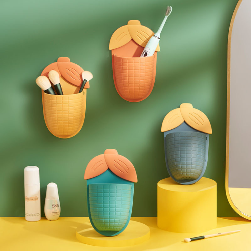Cartoon Corn Toothbrush Holder Toothpaste Holder Bathroom and Dormitory Storage Rack Punch-Free with Hooks Comb Storage Rack