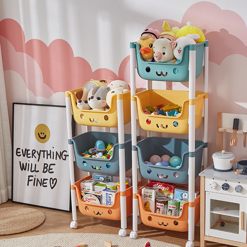 Toy Storage Rack Children&#039;s Bedroom Trolley Rack Home Bed Head Organizing Floor-Standing Multi-Layer Storage Rack