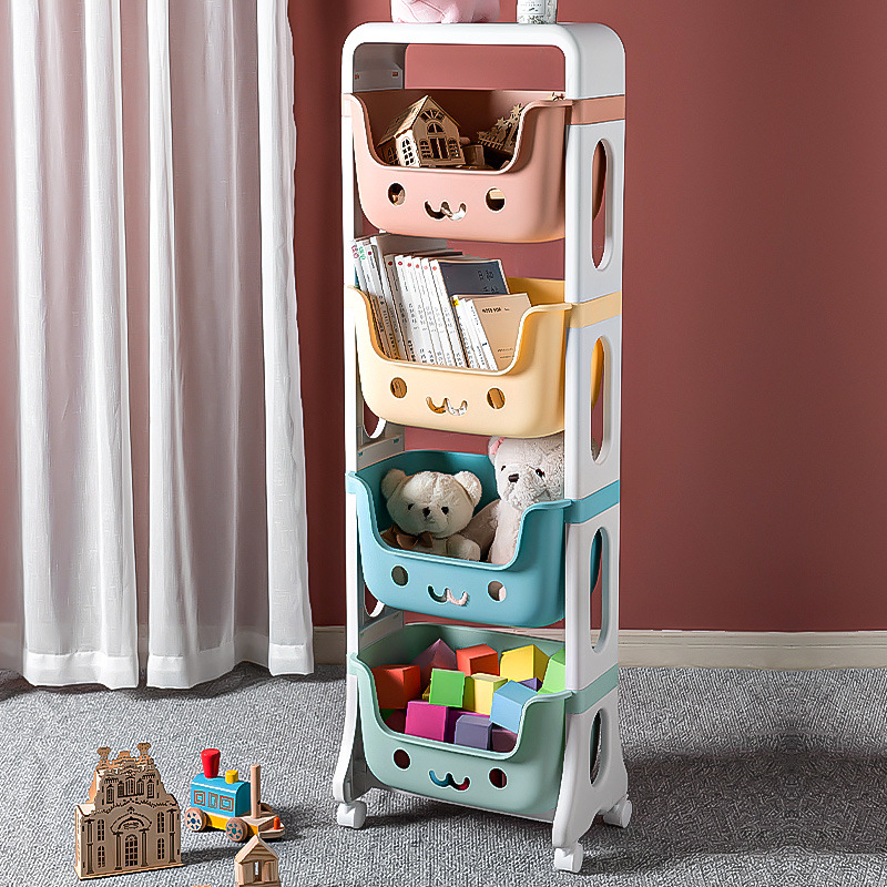 Toy Storage Rack Children&#039;s Bedroom Trolley Rack Home Bed Head Organizing Floor-Standing Multi-Layer Storage Rack