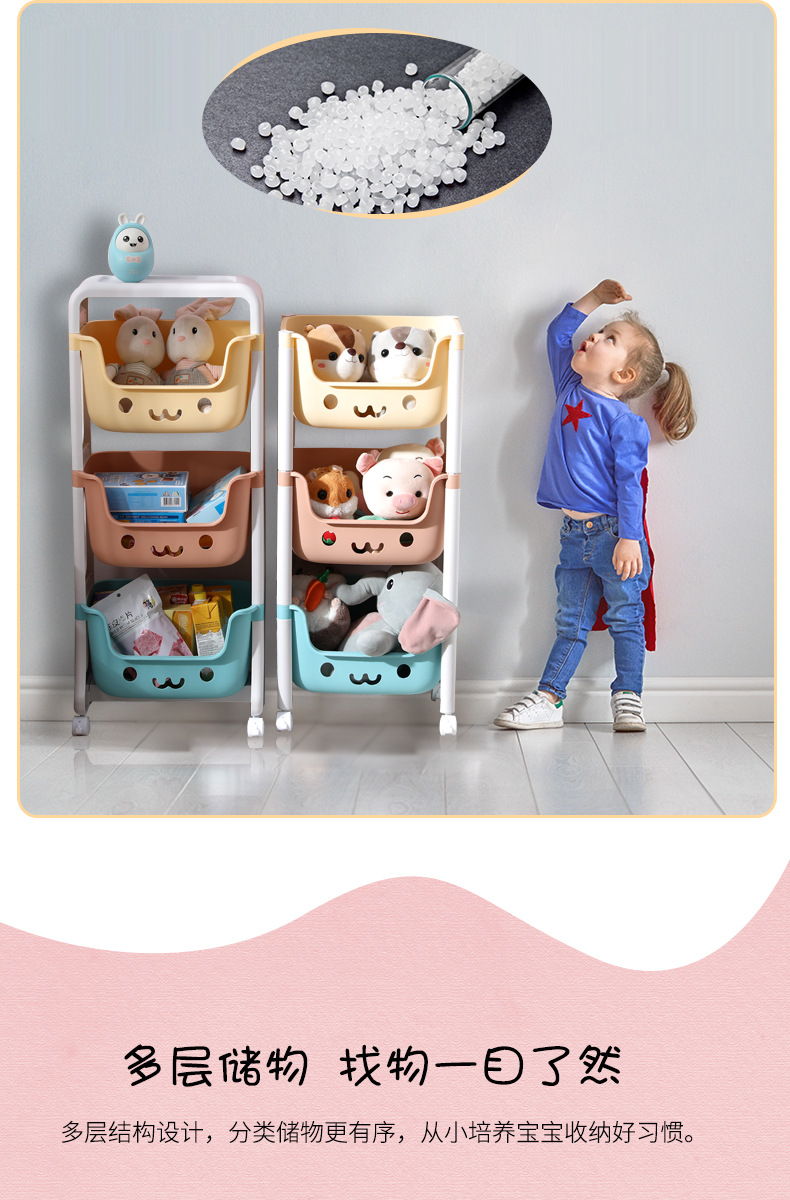 Toy Storage Rack Children's Bedroom Trolley Rack Home Bed Head Organizing Floor-Standing Multi-Layer Storage Rack Toy Storage Rack Children's Bedroom Trolley Rack Home Bed Head Organizing Floor-Standing Multi-Layer Storage Rack
