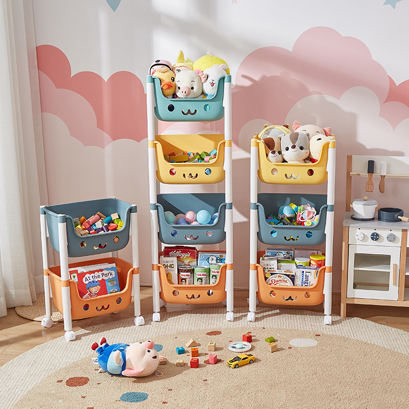 Toy Storage Rack Children&#039;s Bedroom Trolley Rack Home Bed Head Organizing Floor-Standing Multi-Layer Storage Rack