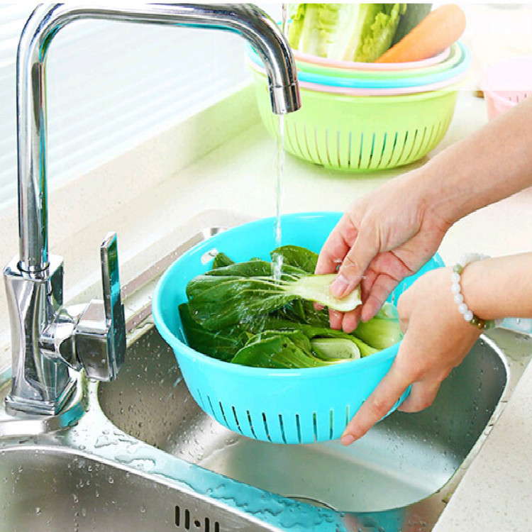 A2-69 Kitchen Vegetable Basin round Hollow Drain Washing Basket Plastic Basket Fruit Basket Vegetable and Fruit Drain Basket