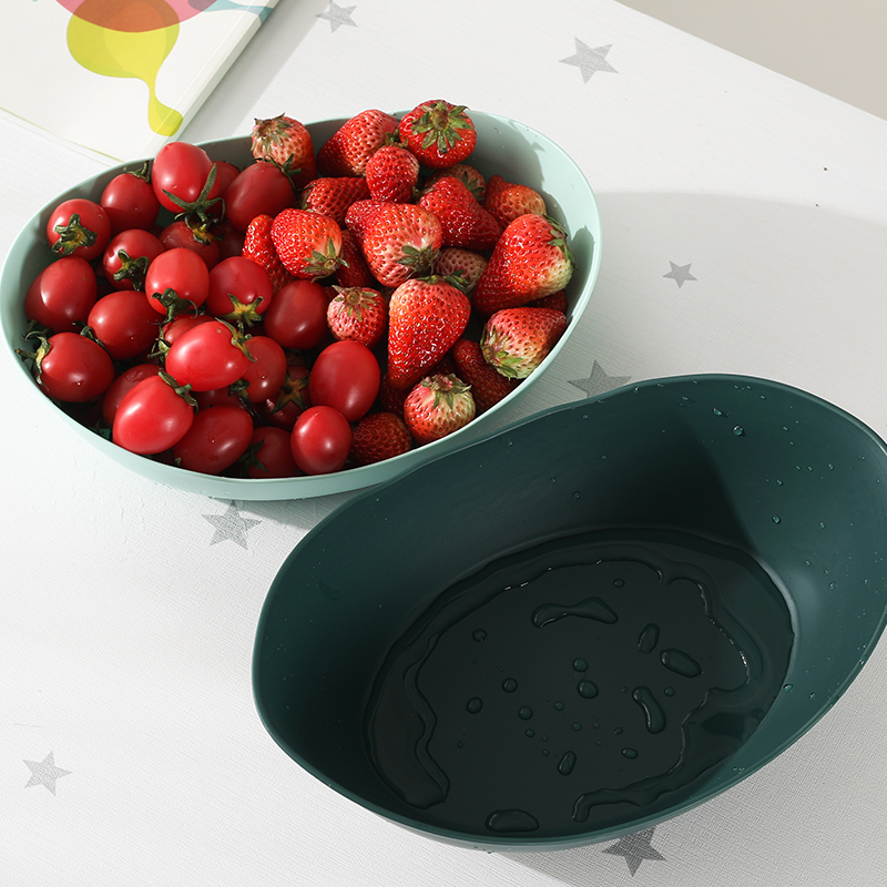 Double-Layer Hollow-out Fruit Basin Plastic Vegetable Basket Household Thickened Kitchen Fruit Plate Large Sized Creative Living Room Fruit Basket