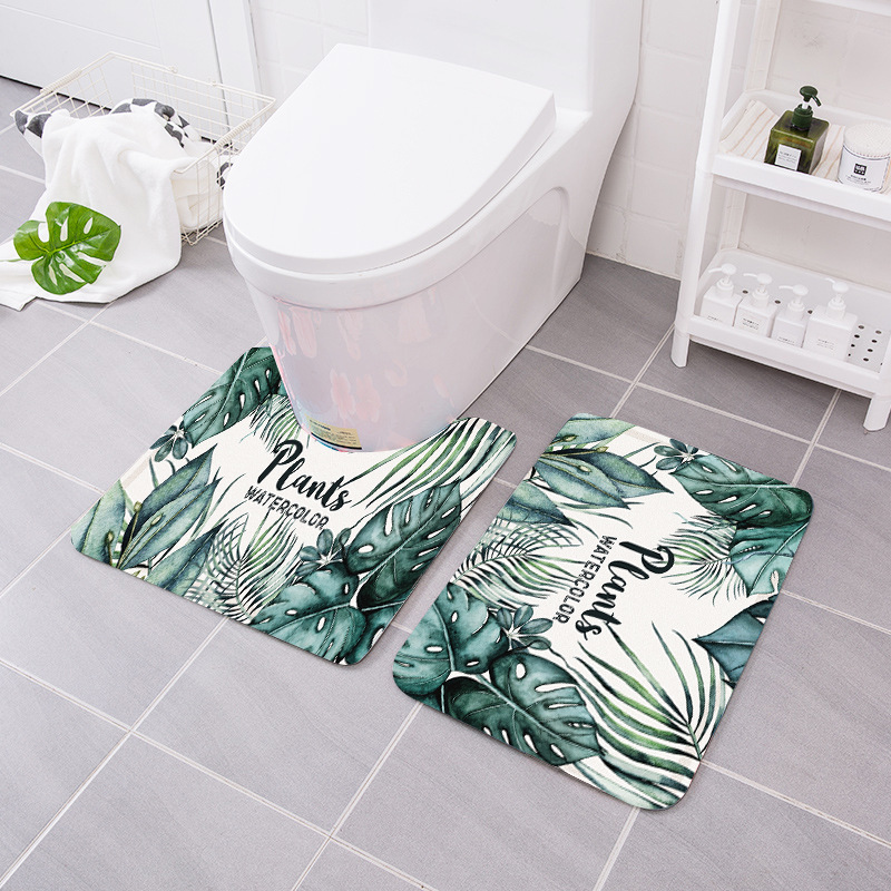 Amazon New Plant Series Carpet Mat Home Bathroom Toilet Three-Piece Set Water-Absorbing Non-Slip Mat