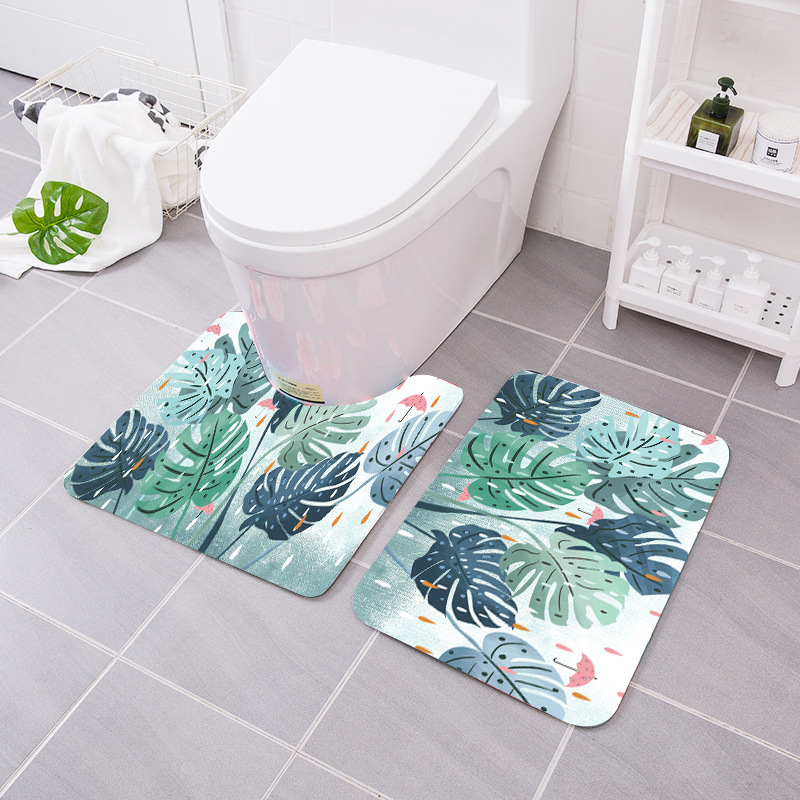 Amazon New Plant Series Carpet Mat Home Bathroom Toilet Three-Piece Set Water-Absorbing Non-Slip Mat