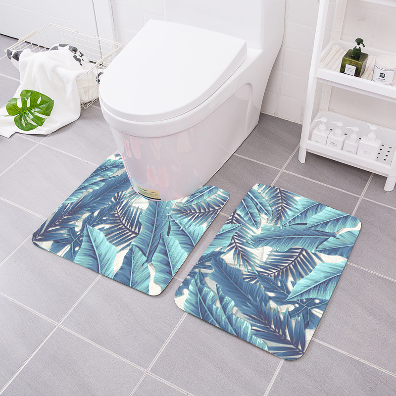 Amazon New Plant Series Carpet Mat Home Bathroom Toilet Three-Piece Set Water-Absorbing Non-Slip Mat