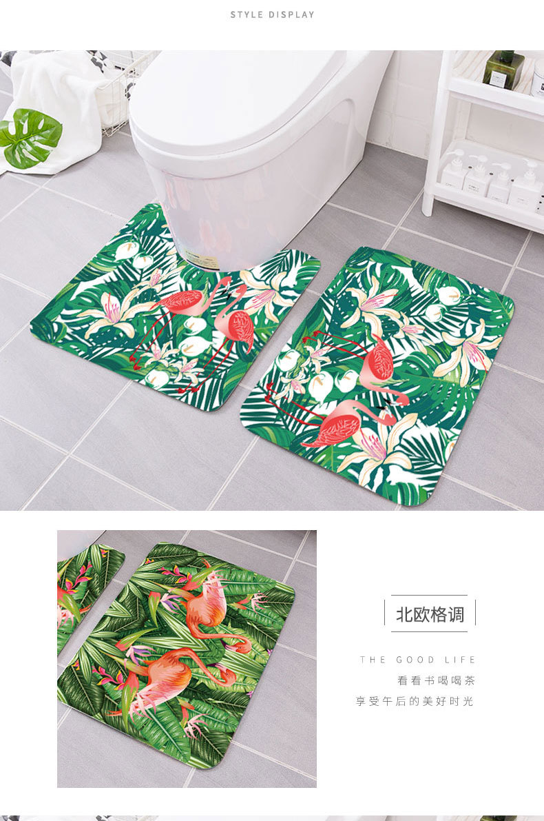 Amazon New Plant Series Carpet Mat Home Bathroom Toilet Three-Piece Set Water-Absorbing Non-Slip Mat