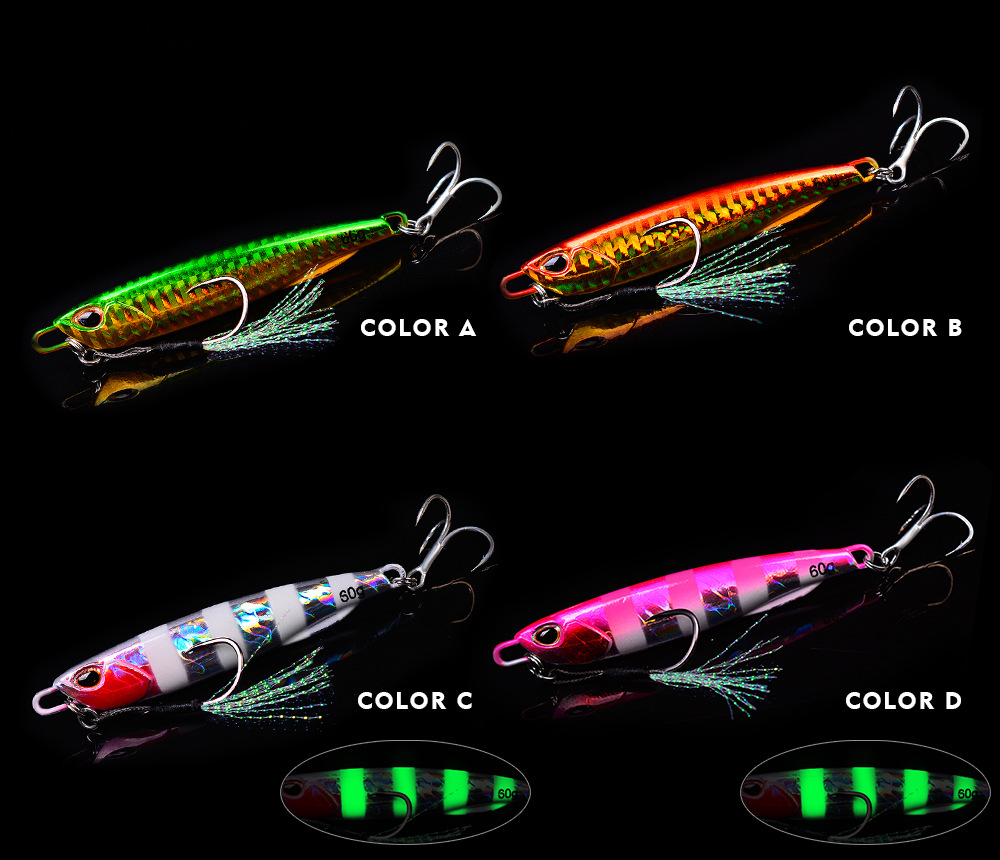 New Submerged Tossing Fish Lead Luminous Lure with Treble Hook Simulation Metal Slow Shake Iron Plate Bait Spot New Submerged Tossing Fish Lead Luminous Lure with Treble Hook Simulation Metal Slow Shake Iron Plate Bait Spot