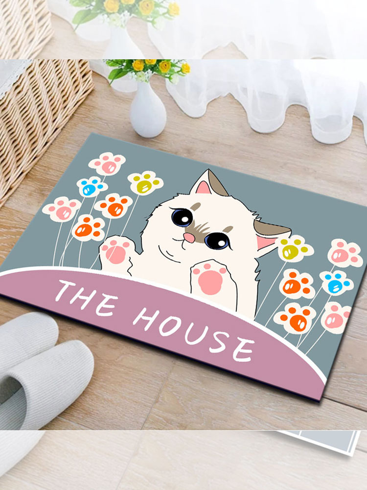Entrance Printed Mat Cartoon Cute Door Mat Bedroom Kitchen Bathroom Bathroom Entrance Non-Slip Mat Absorbent Floor Mat