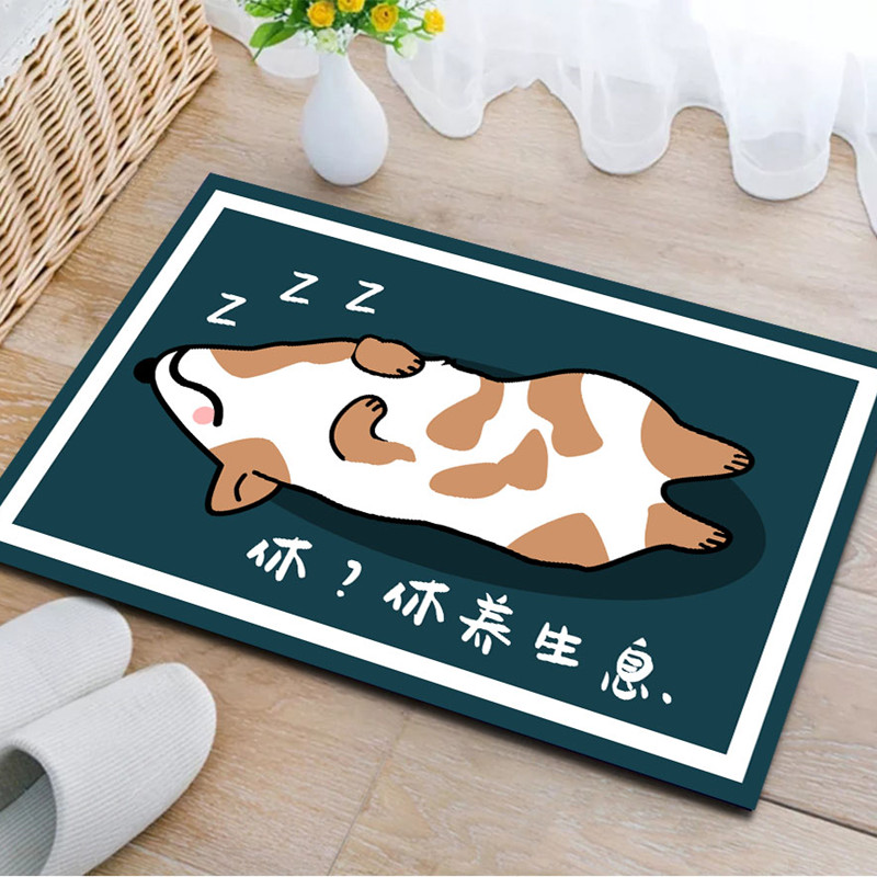 Entrance Printed Mat Cartoon Cute Door Mat Bedroom Kitchen Bathroom Bathroom Entrance Non-Slip Mat Absorbent Floor Mat