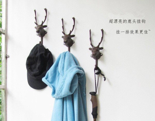 Jixiang Deer Head European Style Retro Iron Art Deer Head Decorative Hook Hat-and-Coat Hook Shop Bar Jixiang Deer Head European Style Retro Iron Art Deer Head Decorative Hook Hat-and-Coat Hook Shop Bar
