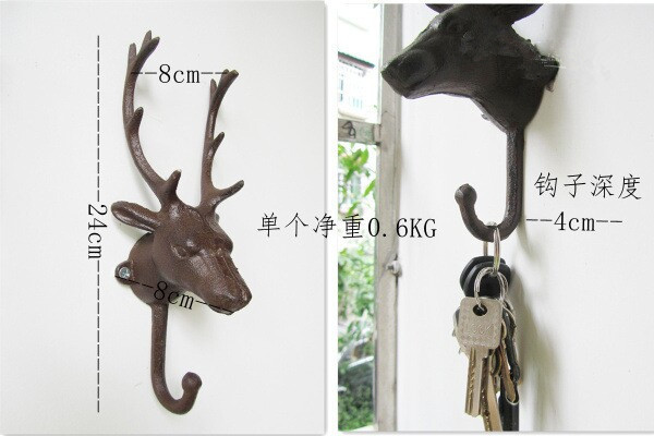 Jixiang Deer Head European Style Retro Iron Art Deer Head Decorative Hook Hat-and-Coat Hook Shop Bar Jixiang Deer Head European Style Retro Iron Art Deer Head Decorative Hook Hat-and-Coat Hook Shop Bar