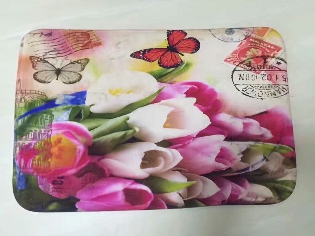 1.0cm thick color printed corduroy floor mat flannel floor mat non-slip mat spray water absorbent pad