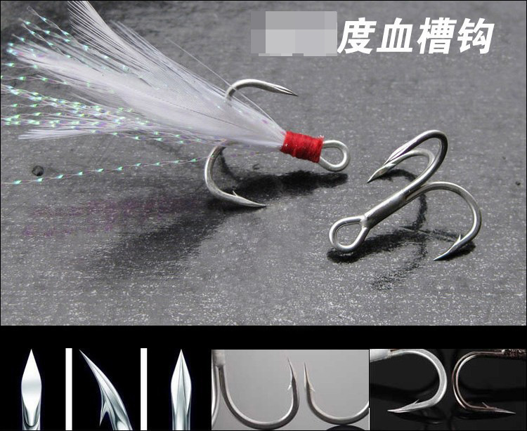 Fishhook 2#/10# Blood Trough Fishhook Tie Wool Iron Plate Fishing Hook Lure Treble Hook Blood Trough Hook Anchor Hook Exlosive Hook