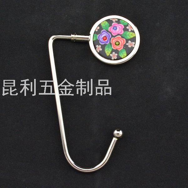 Iron Rod round Bag Hanger Metal Veneer Purse Hook