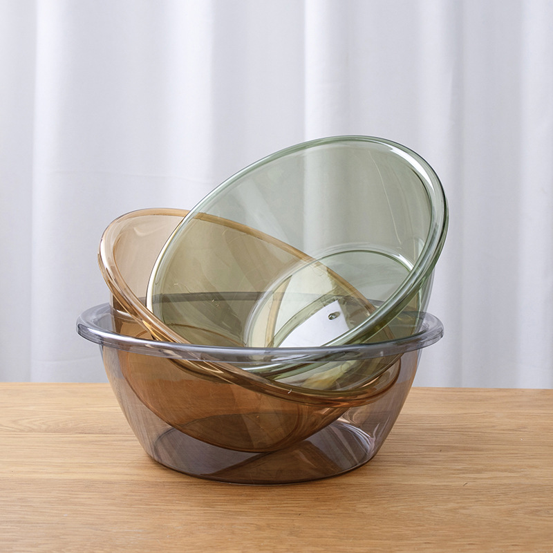 A47-48 Transparent round Bathroom Washbasin Pet Stackable Plastic Washbasin School Bedroom Toiletries Basin