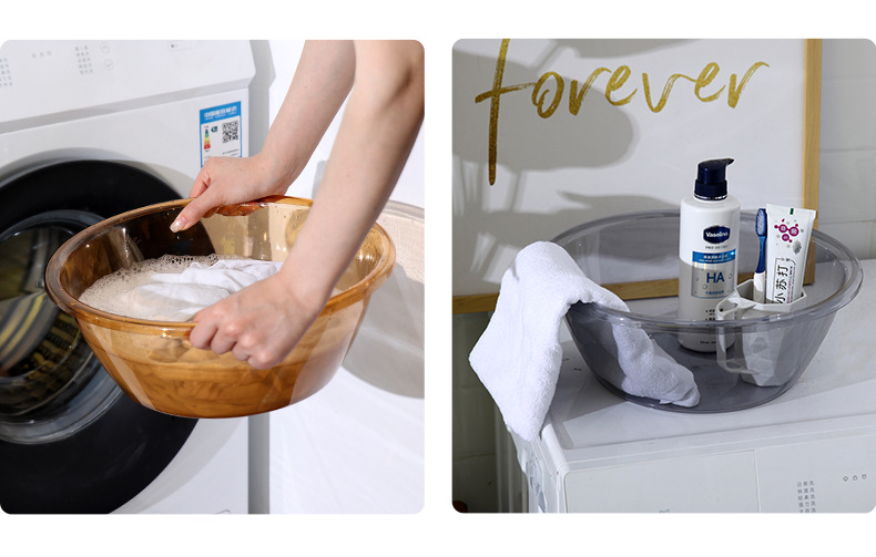 A47-48 Transparent round Bathroom Washbasin Pet Stackable Plastic Washbasin School Bedroom Toiletries Basin A47-48 Transparent round Bathroom Washbasin Pet Stackable Plastic Washbasin School Bedroom Toiletries Basin