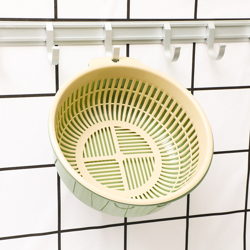 Double-Layer Vegetable Washing Basket Plastic Bowl Strainer Kitchen Washing Basket Vegetable Drain Basket Wash Fruit Basket Draining Basin Fruit and Vegetable Basket