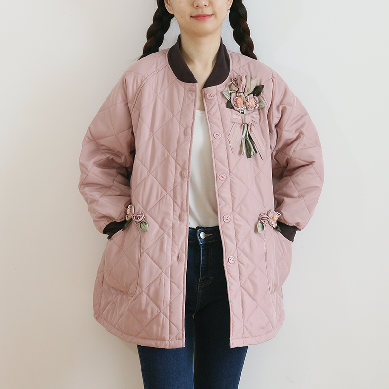 Daily Order Autumn and Winter Thick Warm Quilted Quilted Overclothes Bib Kitchen Baking Floral Painting Long Sleeve Apron