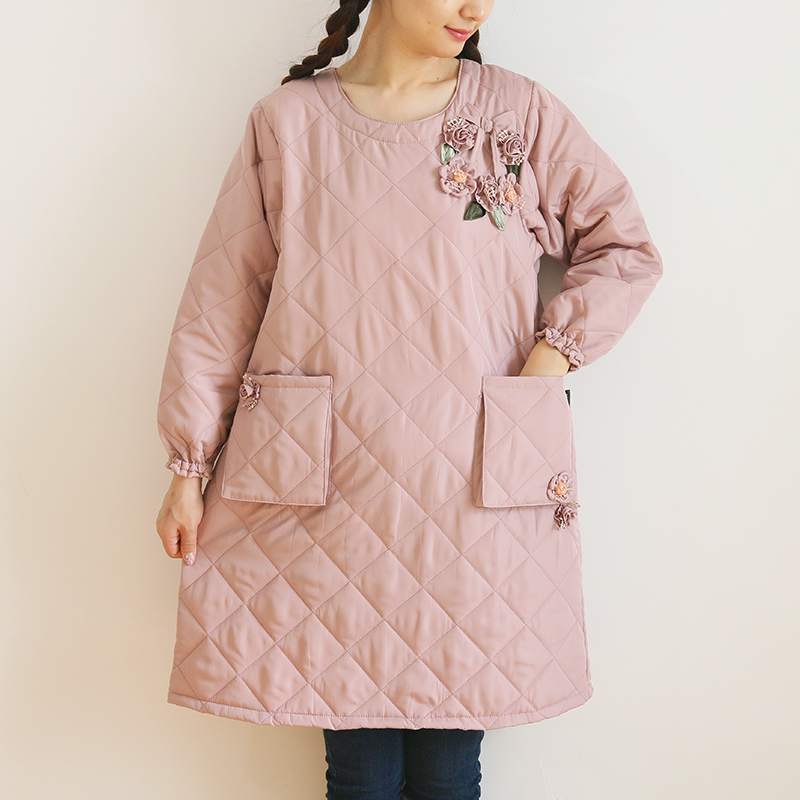 Daily Order Autumn and Winter Thick Warm Quilted Quilted Overclothes Bib Kitchen Baking Floral Painting Long Sleeve Apron