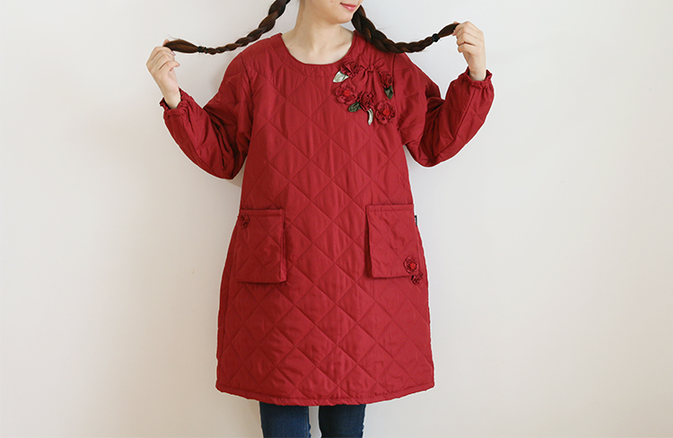 Daily Order Autumn and Winter Thick Warm Quilted Quilted Overclothes Bib Kitchen Baking Floral Painting Long Sleeve Apron