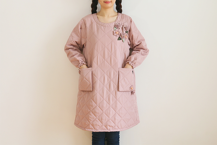 Daily Order Autumn and Winter Thick Warm Quilted Quilted Overclothes Bib Kitchen Baking Floral Painting Long Sleeve Apron