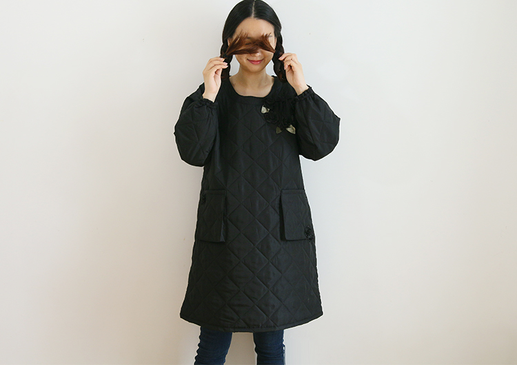 Daily Order Autumn and Winter Thick Warm Quilted Quilted Overclothes Bib Kitchen Baking Floral Painting Long Sleeve Apron