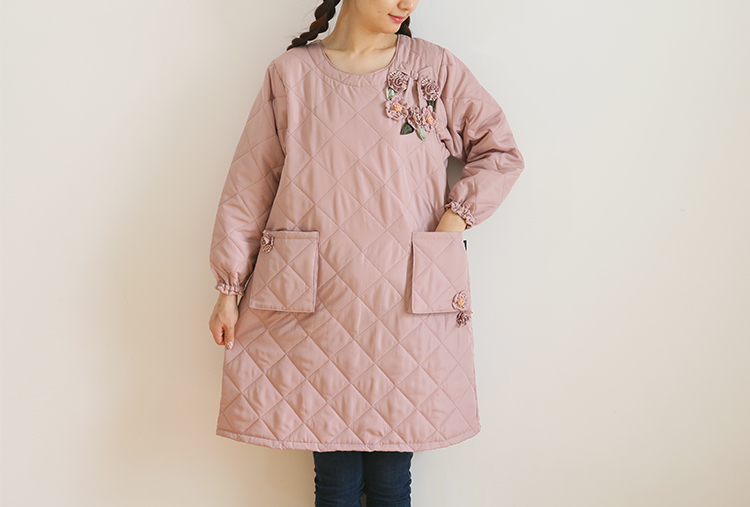 Daily Order Autumn and Winter Thick Warm Quilted Quilted Overclothes Bib Kitchen Baking Floral Painting Long Sleeve Apron