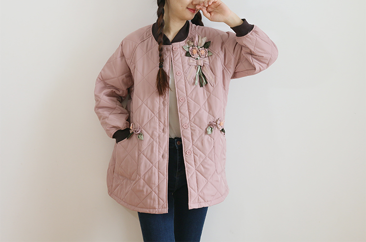 Daily Order Autumn and Winter Thick Warm Quilted Quilted Overclothes Bib Kitchen Baking Floral Painting Long Sleeve Apron