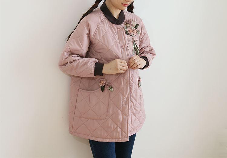 Daily Order Autumn and Winter Thick Warm Quilted Quilted Overclothes Bib Kitchen Baking Floral Painting Long Sleeve Apron