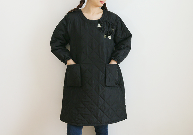 Daily Order Autumn and Winter Thick Warm Quilted Quilted Overclothes Bib Kitchen Baking Floral Painting Long Sleeve Apron