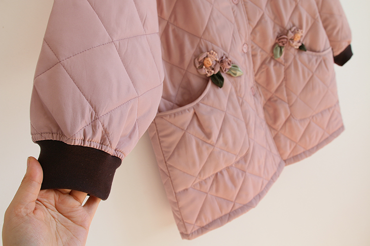 Daily Order Autumn and Winter Thick Warm Quilted Quilted Overclothes Bib Kitchen Baking Floral Painting Long Sleeve Apron