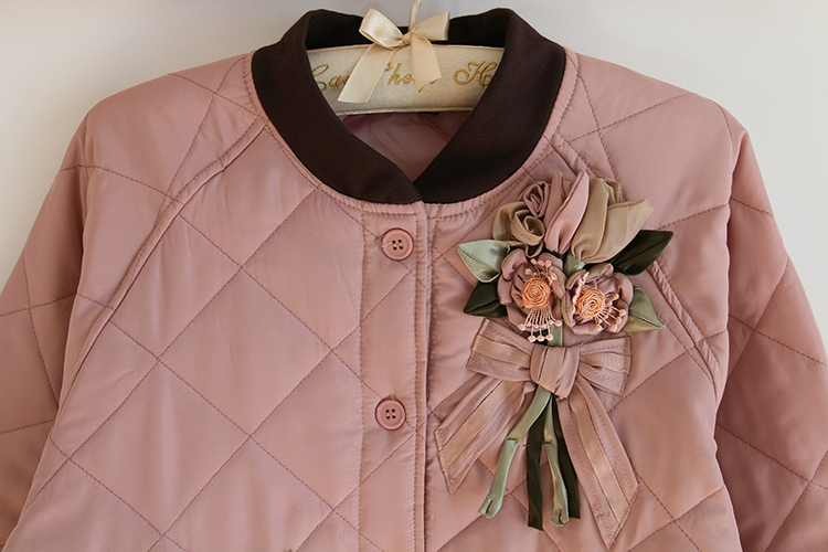 Daily Order Autumn and Winter Thick Warm Quilted Quilted Overclothes Bib Kitchen Baking Floral Painting Long Sleeve Apron