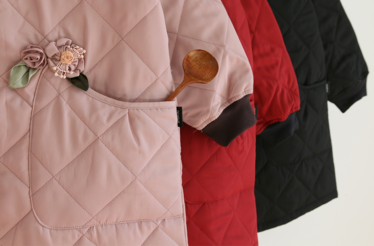 Daily Order Autumn and Winter Thick Warm Quilted Quilted Overclothes Bib Kitchen Baking Floral Painting Long Sleeve Apron