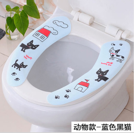 Cartoon Toilet Seat Cover Pad Adhesive Universal Happy Day Warm Thickened Static Toilet Seat Cushion Closestool Cushion
