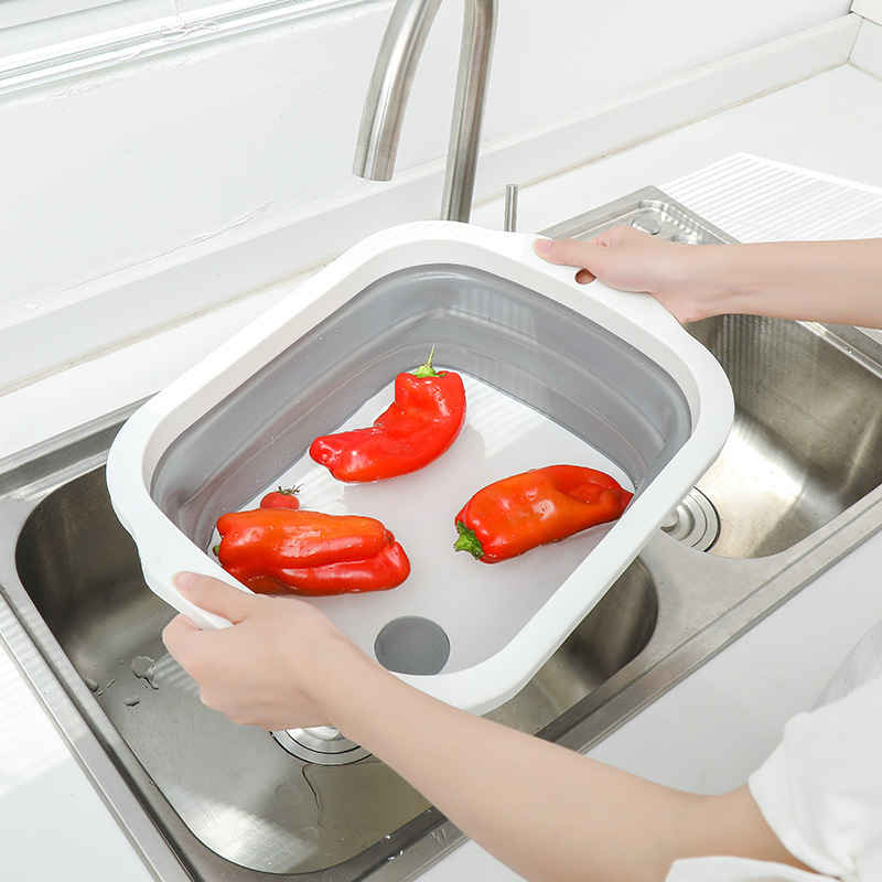 Folding Cutting Board New Multi-Functional Kitchen Cutting Board Plastic Portable Folding Washing Basin Kitchen Sink Factory Direct Sales