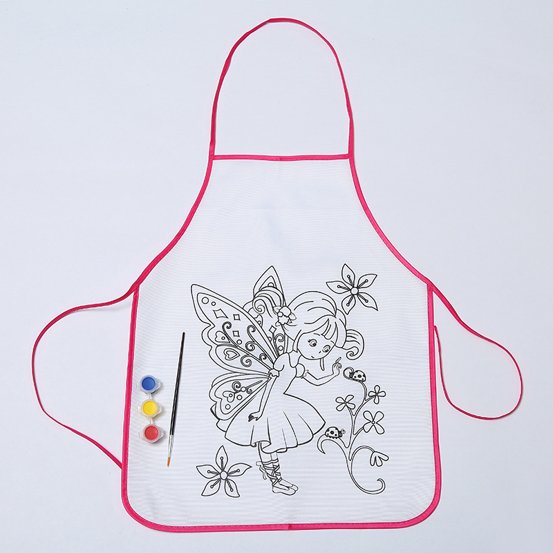Children&#039;s Painting DIY Apron Kindergarten Craft Class Graffiti Coloring Apron Educational Cartoon Painting Coloring Apron